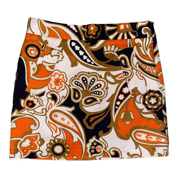 EUC J. CREW STRETCH WOMENS COTTON VINTAGE STYLE PAISLEY PATTERN MINI SKIRT•S/0 - Picture 3 of 14